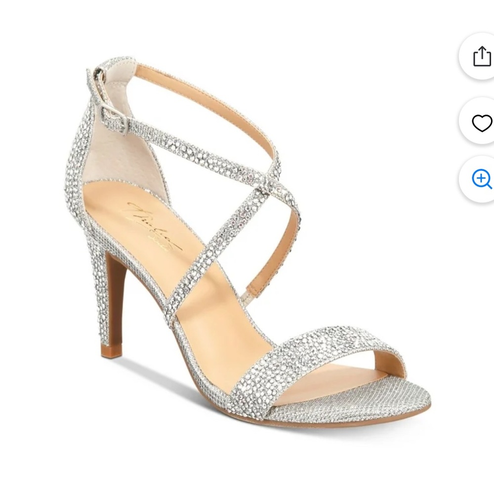 Thalia Sodi Silver Jeweled Diamond Strappy Heels 6.5